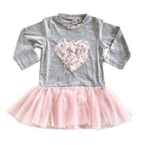 PatPat Pink Heart Ruffled Long Sleeve Top
